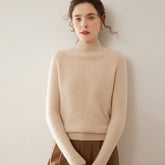 Women’s Soft Cashmere Mock Neck Warm Knit Sweater Pullover with Ribbed Trim