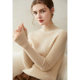 Warm Basic Slim Fit Lightweight Pullover Cashmere Fine Knit Mock Neck Sweater