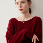 Women’s Soft Lightweight Boat Neck Knit Pullover Cashmere Wool Sweater