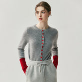 Women’s Contrast Trim Button-Up Knit Color Block Cardigan Sweater