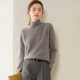 Cashmere Turtleneck Soft Warm Fine Knit Pullover Sweater with Ribbed Trim