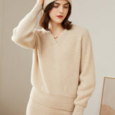 Women’s Cashmere V-Neck Loose Pullover Knit Sweater