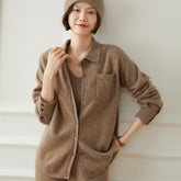 Women's Button-Up Knit with Pocket Cashmere Cardigan