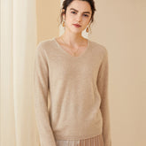 V Neck Classic Soft Lightweight Loose Pullover Cashmere Sweater