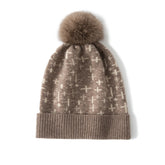 Pure Cashmere Pom Pom Hat for Women Winter Cashmere Hat