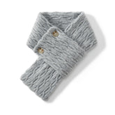 Cable Knit Cashmere Button Neck Warmer Versatile Cross Scarf