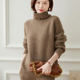 Ribbed Knit Turtleneck Thicken Solid Soft Pullover Cashmere Sweater