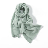 Long Pure Cashmere Leaf Pattern Scarf Knitted Cashmere Shawl Wrap