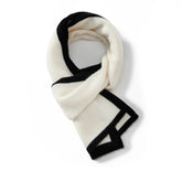 Soft Winter Knit Wrap Contrast Trim 100% Cashmere Scarf