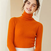 Women's Rib Knit Cashmere Turtleneck Sweater