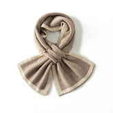 100% Cashmere Two-Tone Contrast Trim Bowknot Neck Warmer Scarf