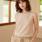 100% Cashmere Pullover Vest Sleeveless Crew Neck Sweater Knit Top