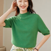 Mock Neck Cashmere Pullover Knit Top Sweater For Women