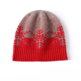 Cashmere Jacquard Knitted Beanies Snowflake Hat Thick Bonnet