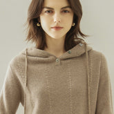 Knit Pullover Sweater with Drawstring Hood Cashmere Jumper Hoodie