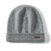 100% Pure Cashmere Cuffed Beanie with Logo Patch Cold Hat