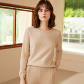 Knit 100% Cashmere Sweater Round Neck Knit Pullover Jumper Top
