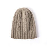 Soft Cable Knit Cashmere Beanie Cap Outdoor Hats