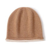 Double Layer Knit Reversible 100% Cashmere Hat Unisex Beanies