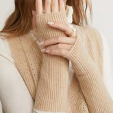 Cashmere Knit Arm Warmers Fingerless Mittens Gloves