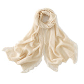 Lightweight Fringe-Edge 100% Cashmere Pashmina Scarf Shawl Wrap