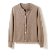 Women's Classic Crew Neck Cardigan Knitted Short Jacket Warm Top