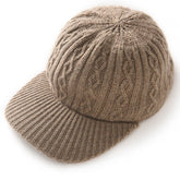Cable Knit Cashmere Baseball Cap Soft Ribbed Thickened Hat