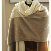 Soft Cashmere Cable Knit Large Two-Tone Winter Scarf Wrap Shawl