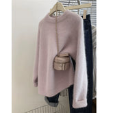 Women's Relaxed Crew Neck Knit Pullover Cashmere Wool Sweater