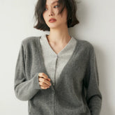 Cashmere Women's V-Neck Knit Layering Cardigan Sweater