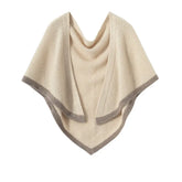 Two-Tone Pure Cashmere Knitted Poncho Shawl Cape Triangle Scarf