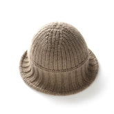 Cashmere Ribbed Knit Bucket Hat Fisherman Hat Knit Beanies