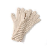 Women's Pure Cashmere Cable Knit Mitten Full Finger Gloves