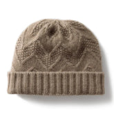Pure Cashmere Beanie Warm Soft Knitted Outdoor Ribbed Cuff Hat