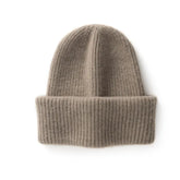 Double-Layer Thickened Cap Warm Knitted Ribbed Pure Cashmere Hat