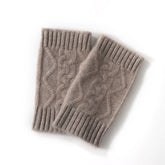Thicken Cable-Knit Pure Cashmere Fingerless Gloves Hand Warmers