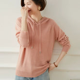 Casual Drawstring Pullover Loose Fit Cashmere Hoodie Sweater
