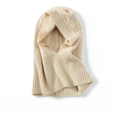 100% Cashmere Hood Loop Warm Knitted Hat Scarves Neck Warmer