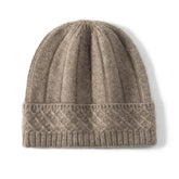 Cashmere Cable Knit Hat Cashmere Pattern Cuff Ribbed Beanie