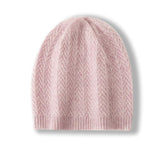 Cashmere Knit Slouchy Cable Beanie Ribbed Hat