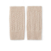 Ribbed Cuffs Diamond-Knit Cashmere Fingerless Gloves Mittens