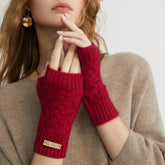 Pure Cashmere Knit Fingerless Gloves Women Arm Warmer