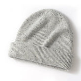 Soft Speckled Knit Winter Hat Ribbed Cashmere Beanie