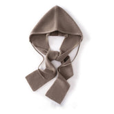 Cashmere Knit Wrap Hooded Scarf Hat Windproof with Drawstrings