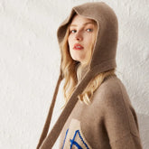 Cashmere Hood with Ties Knit Hood Scarf Wrap Beanie Hats