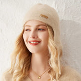 Cashmere Earflap Hat Soft Winter Beanie with Ties