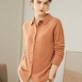 Soft Collar Lapel Cashmere Knitwear Sweater Button-Up Shirt Cardigan