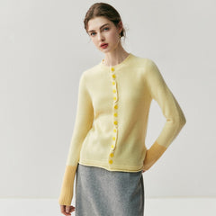 Women’s Contrast Trim Button-Up Knit Color Block Cardigan Sweater