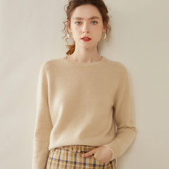Women’s Cashmere Crew Neck Knit Relaxed Fit Soft Warm Pullover Sweater