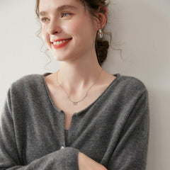 Women’s Cashmere Soft Round Neck Knit Sweater Button-front Loose Cardigan